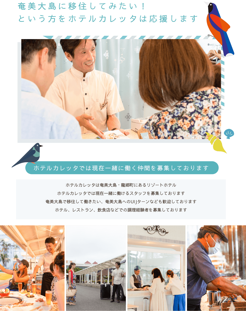 奄美大島に移住してみたい！ という方をホテルカレッタは応援します