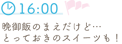 16:00 晩御飯のまえだけど…とっておきのスイーツも！